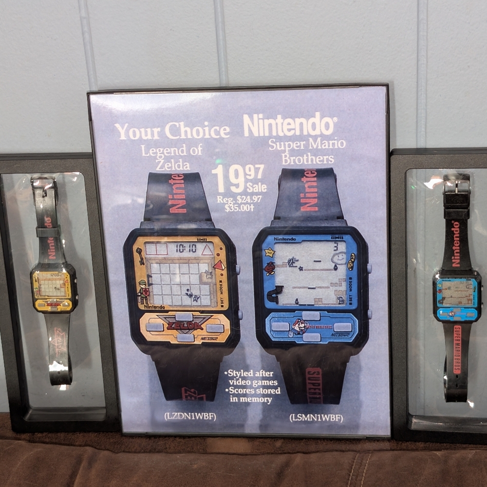 Nintendo Legend of Zelda and Mario Brothers Nelsonic Watches Custom Display